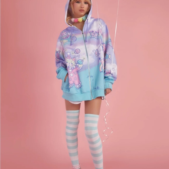 Sugar Thrillz Not So Funhouse Circus Hoodie Pastel Medium Dolls Kill Sh Show Cat - Picture 6 of 16